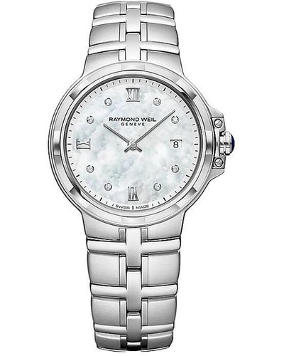 Raymond Weil Parsifal 30mm Stainless Steel, Mother Of Pearl & Diamond Bracelet Watch - Grey