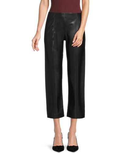 Elie Tahari Faux Leather Cropped Trousers - Black