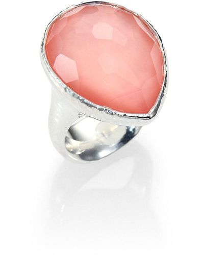 Ippolita Wonderland Blush Mother-of-pearl, Clear Quartz & Sterling Silver Large Teardrop Doublet Ring - Pink