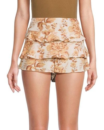 Free People Days Gone By Floral Smocked Shorts - Natural