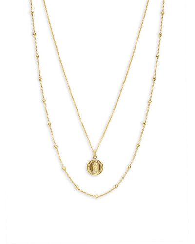 Argento Vivo 18k Yellow Goldplated Sterling Silver Rosary Ball Chain Layered Necklace - White