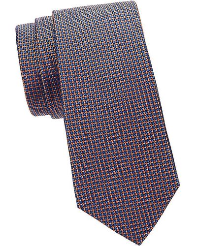 Saks Fifth Avenue Saks Fifth Avenue Diamond Checker Silk Jacquard Tie - Purple