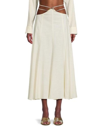Cult Gaia Sandy Linen Blend Midi Skirt - Natural