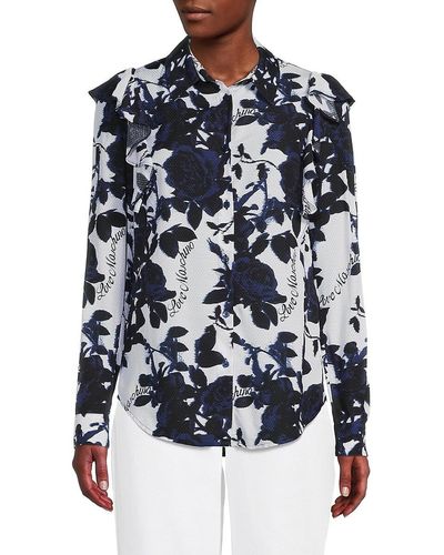 Love Moschino Floral Ruffle Blouse - Blue