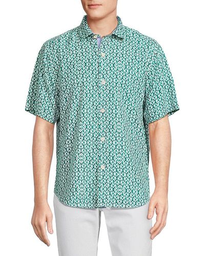 Tommy Bahama 'Diamond Print Silk Shirt - Blue