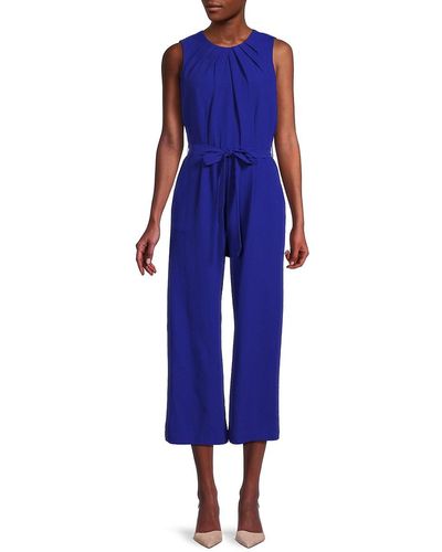 Calvin Klein Belted Cropped Jumpsuit - Blue