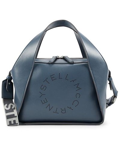 Stella McCartney Logo Line Vegan Leather Crossbody Bag - Blue