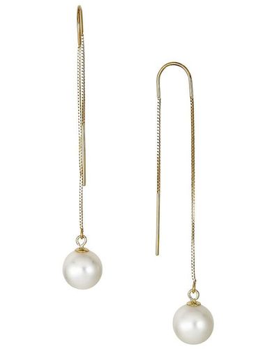 Belpearl 14K & 8.5Mm Offround Cultured Pearl Threader Chain Earrings - Metallic