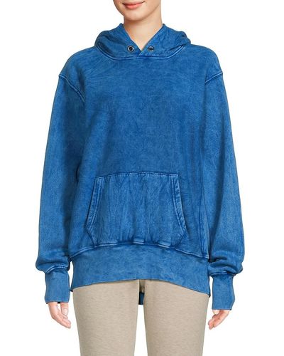 Les Tien Washed Fleece Camp Collar Sweatshirt - Blue