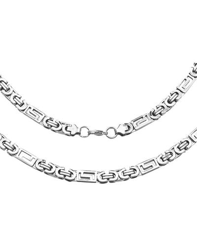 Anthony Jacobs Stainless Steel Byzantine & Greek Key Link Necklace - Metallic