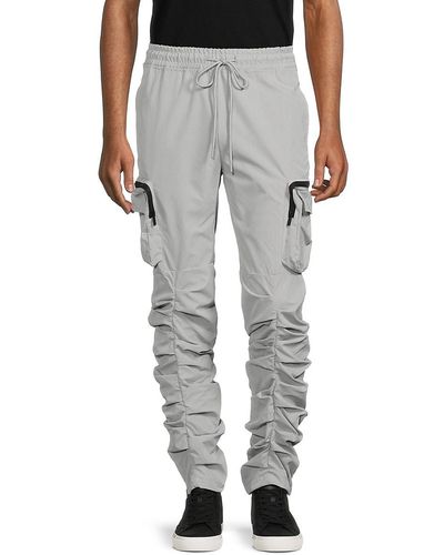 Reason Ruched Drawstring Cargo Trousers - Grey