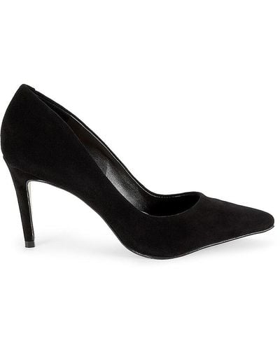 Saks Fifth Avenue Solid Suede Court Shoes - Black