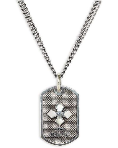 King Baby Studio Sterling Silver Mb Cross Dog Tag Pendant Small Necklace - Metallic