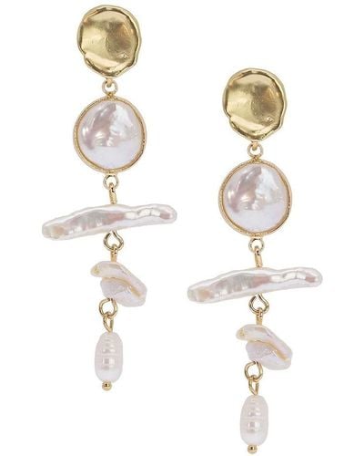 Saachi 12-13Mm Baroque Freshwater Pearl Drop Earrings - White