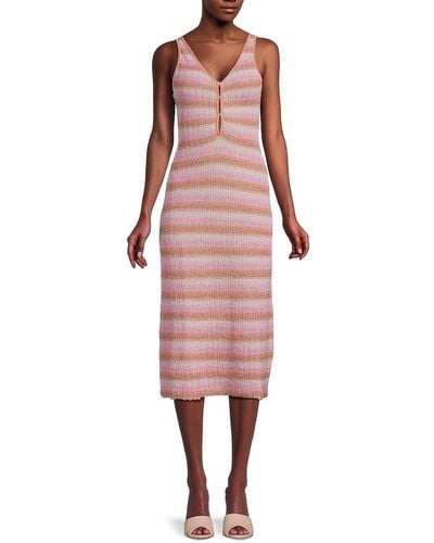 MISA Los Angles Rosita Knit Striped Sheath Dress - Pink