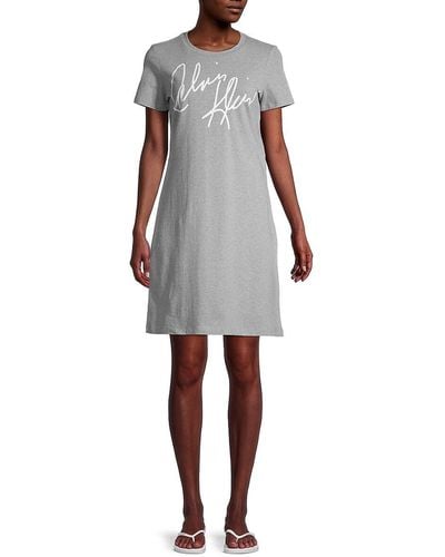 Calvin Klein Logo T-shirt Dress - Gray