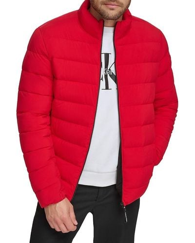 Calvin Klein Quilted Infinite Stretch Water-resistant Puffer Jacket - Red