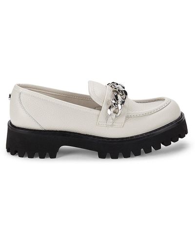Karl Lagerfeld Gala Embellished Chunky Leather Loafers - White