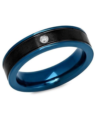 Anthony Jacobs Ip Stainless Steel Ring - Blue