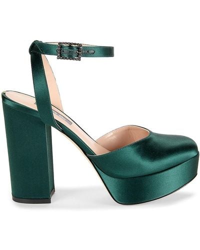 SJP by Sarah Jessica Parker Defy Satin Ankle Strap Court Shoes - Green