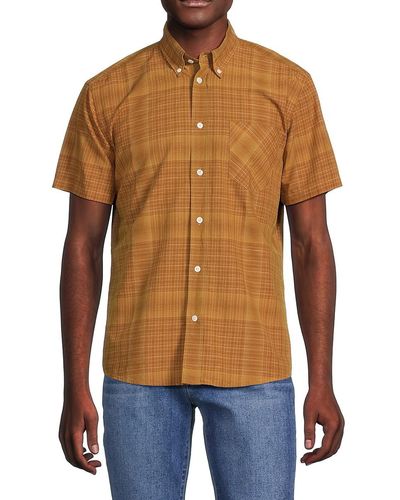 Billy Reid Tuscumbia Standard Fit Checked Linen Blend Shirt - Blue
