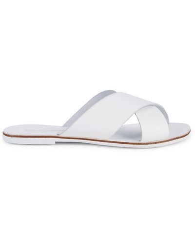 Saks Fifth Avenue Leather Slip-on Sandals - White