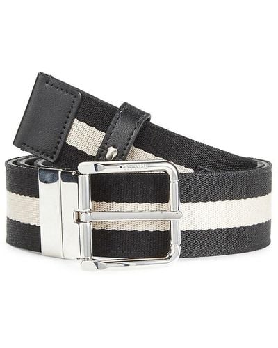 Bally Colimar Striped Reversible Leather Belt - Gray