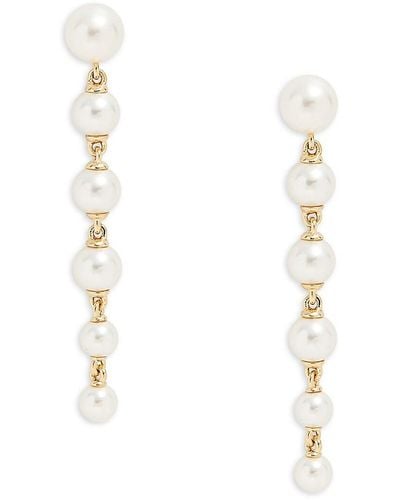 Adriana Orsini Bianca 18K Goldplated & 4-6Mm Faux Pearl Linear Drop Earrings - White
