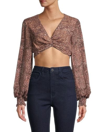 Finders Keepers Malena Twist Front Cropped Top - Blue