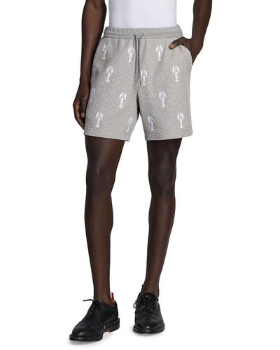 Thom Browne Lobster Embroidered Drawstring Shorts - Grey