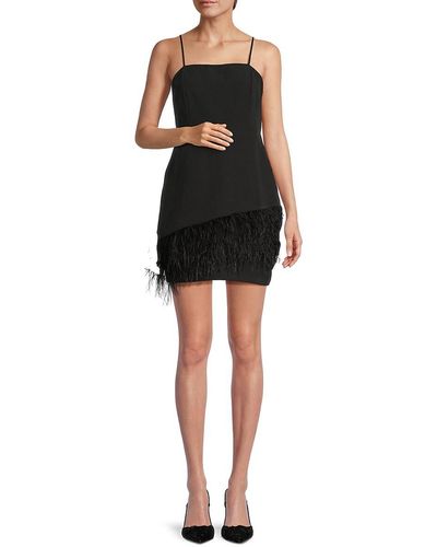 Sam Edelman Feather Trim Strappy Mini Dress - Black