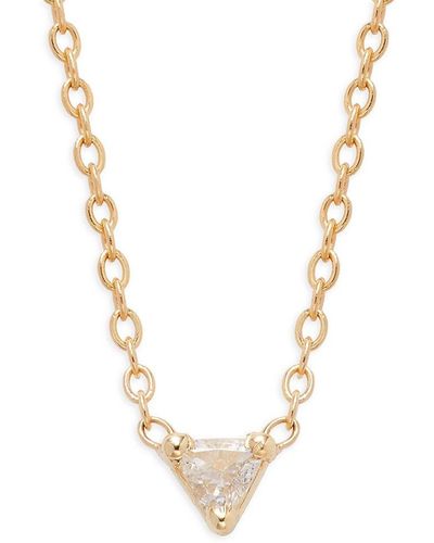 Zoe Chicco 14k & 0.1 Tcw Diamond Triangle Pendant Necklace - Metallic