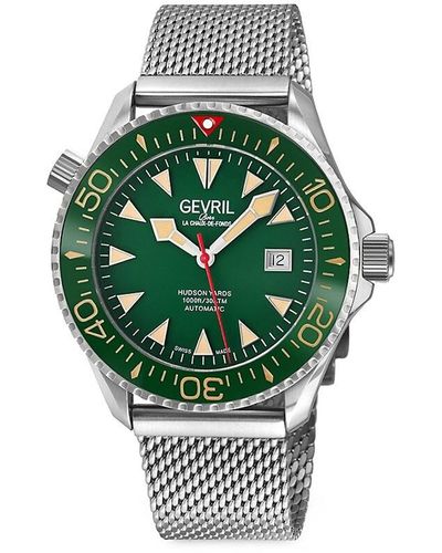 Gevril Hudson Yards 43mm Stainless Steel Automatic Bracelet Watch - Green