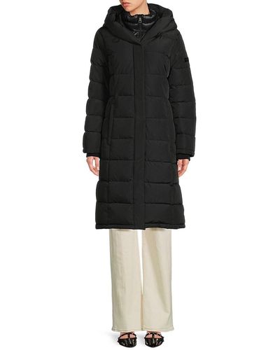 St. John Dkny Longline Puffer Bib Jacket - Black