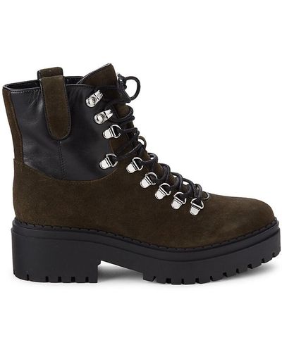 Marc Fisher Leather Combat Boots - Black