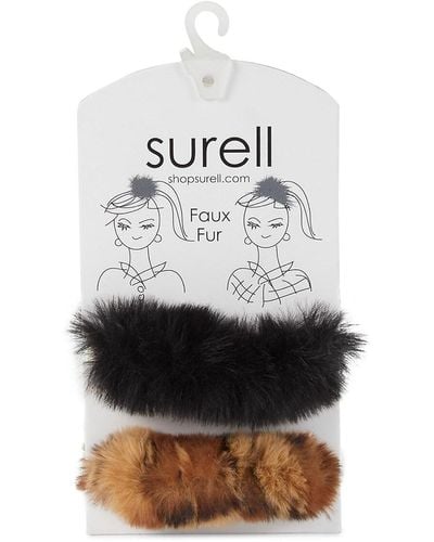 Surell 2-Pack Faux Fur Scrunchies - Gray