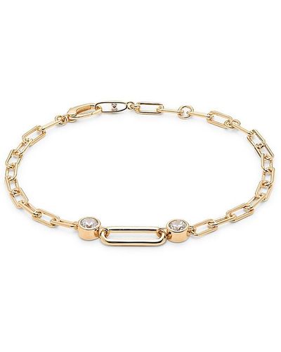 Adriana Orsini Linxy 18k Goldplated Sterling Silver & Cubic Zirconia Link Chain Bracelet - White