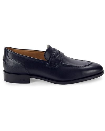 BOSS Colby Leather Penny Loafers - Blue