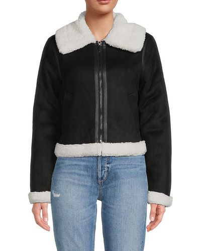Saks Fifth Avenue Saks Fifth Avenue Faux Fur Lined Cropped Jacket - Black