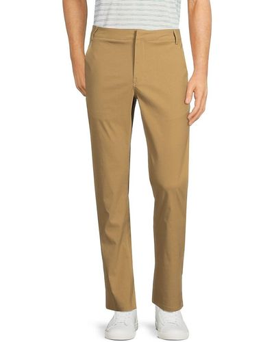 Kenneth Cole Solid Flat Front Trousers - Natural
