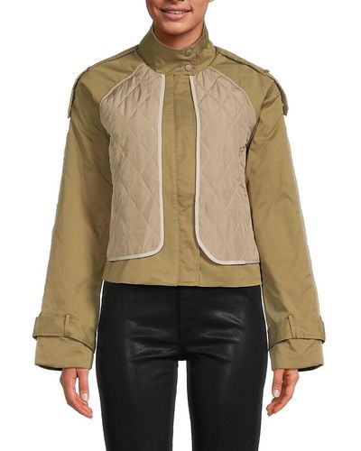 Grey Lab Quilted Button Front Jacket - Green