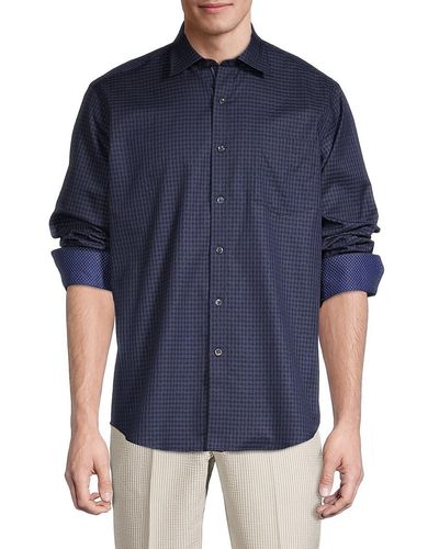 Bugatchi Classic Fit Checked Shirt - Blue