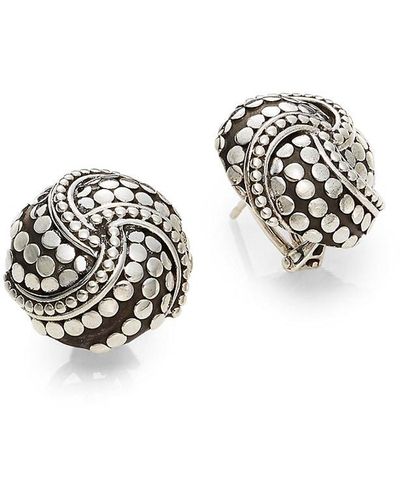 John Hardy Dot Sterling Silver Button Earrings - Metallic
