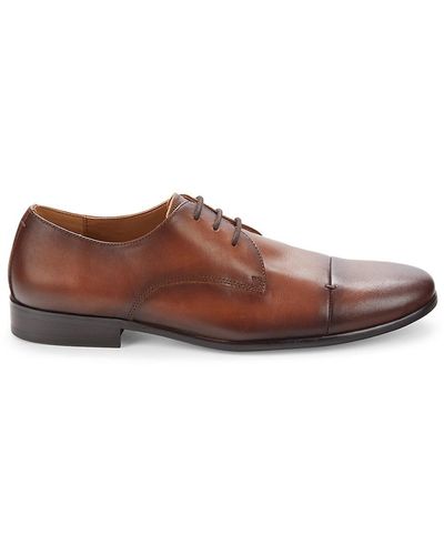 Saks Fifth Avenue Leonardo Leather Derby Shoes - Brown