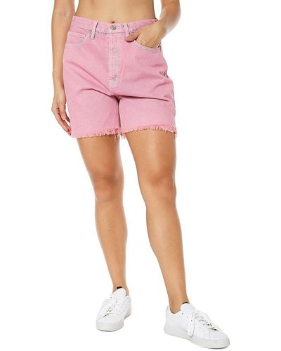 Juicy Couture Western High Rise Fray Denim Shorts - Pink