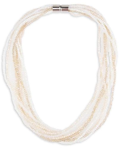 Saachi Multi-strand Crystal Beaded Necklace - White