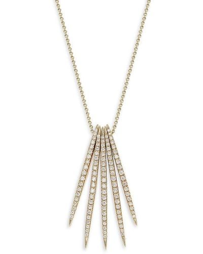 Sydney Evan 14k Yellow Gold & 0.54 Tcw Diamond Long Needle Pendant Necklace - Metallic