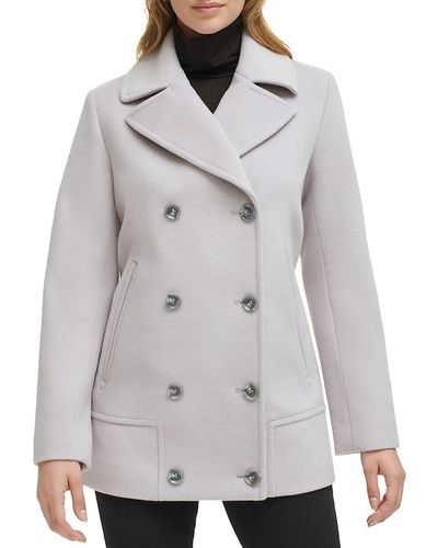 Kenneth Cole Solid Wool Blend Peacoat - Grey