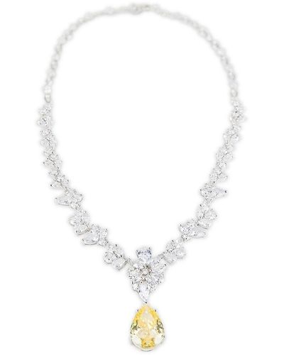 CZ by Kenneth Jay Lane Silvertone & Cubic Zirconia Multi-station Pear-drop Necklace - White