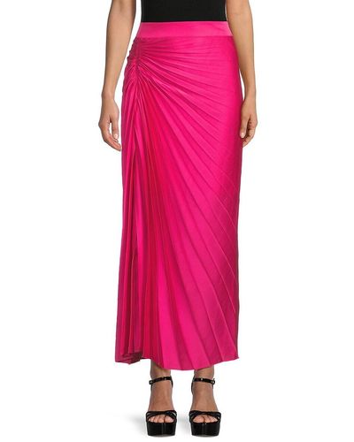 Donna Karan Pleated Satin Skirt - Pink